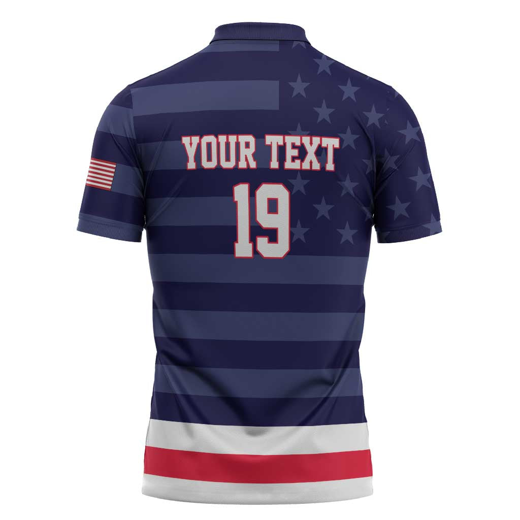 Custom USA Ice Hockey Zipper Polo Shirt United States Eagle Mascot Style