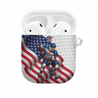 USA Ice Hockey AirPods Case Eagle Mascot Stars and Stripes Design