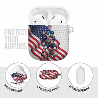 USA Ice Hockey AirPods Case Eagle Mascot Stars and Stripes Design