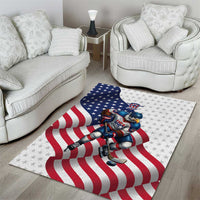 USA Ice Hockey Area Rug Eagle Mascot Stars and Stripes Design