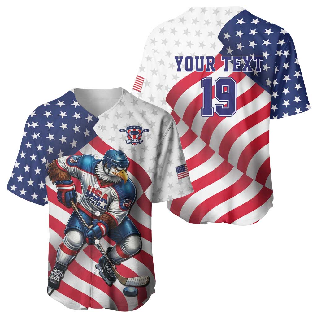 Custom USA Ice Hockey Baseball Jersey Eagle Mascot Stars and Stripes Design