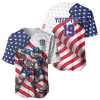 Custom USA Ice Hockey Baseball Jersey Eagle Mascot Stars and Stripes Design