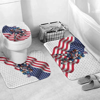 USA Ice Hockey Bathroom Set Eagle Mascot Stars and Stripes Design