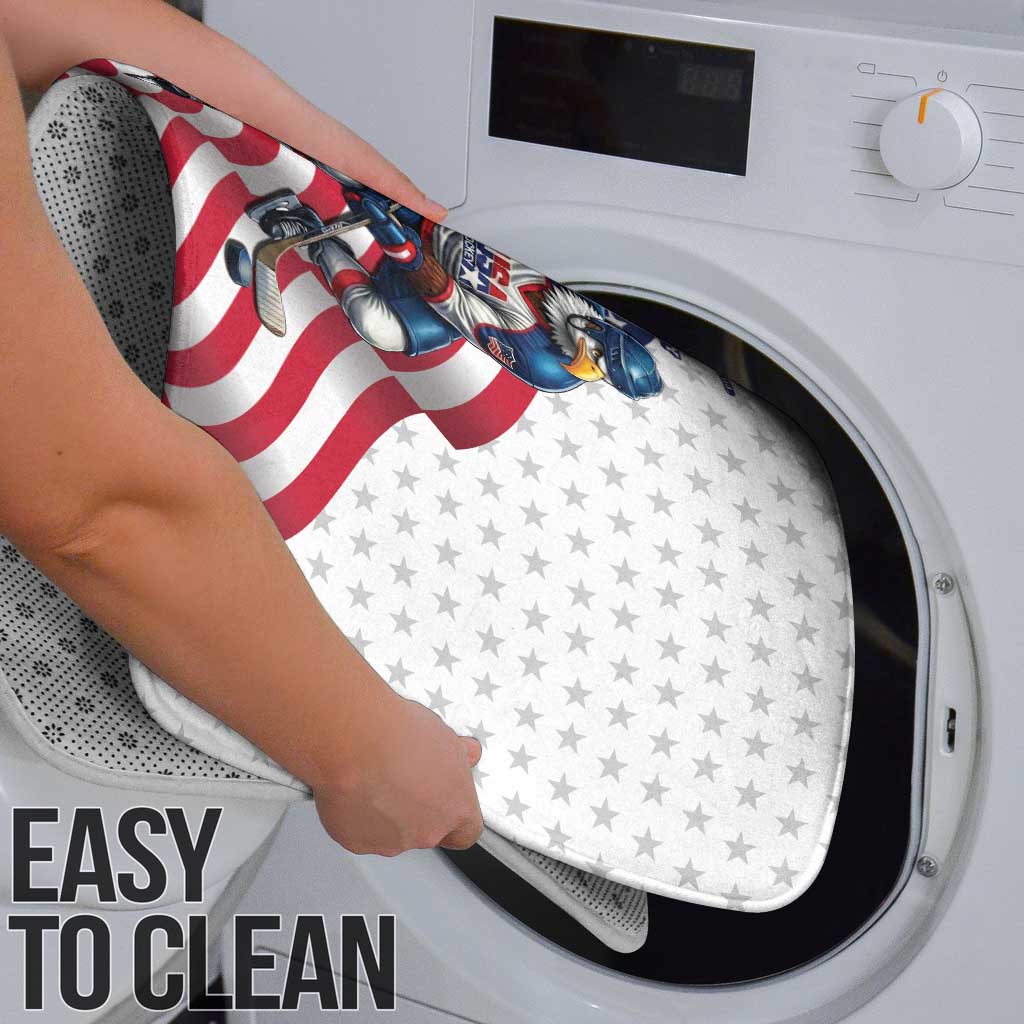 USA Ice Hockey Bathroom Set Eagle Mascot Stars and Stripes Design