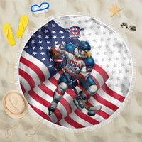 USA Ice Hockey Beach Blanket Eagle Mascot Stars and Stripes Design