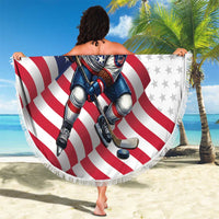 USA Ice Hockey Beach Blanket Eagle Mascot Stars and Stripes Design
