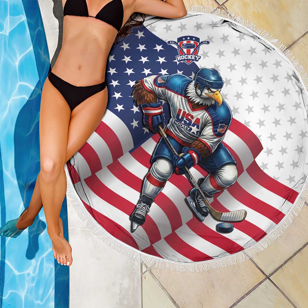 USA Ice Hockey Beach Blanket Eagle Mascot Stars and Stripes Design