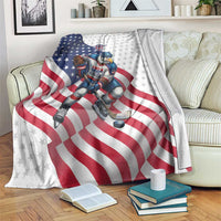 USA Ice Hockey Blanket Eagle Mascot Stars and Stripes Design