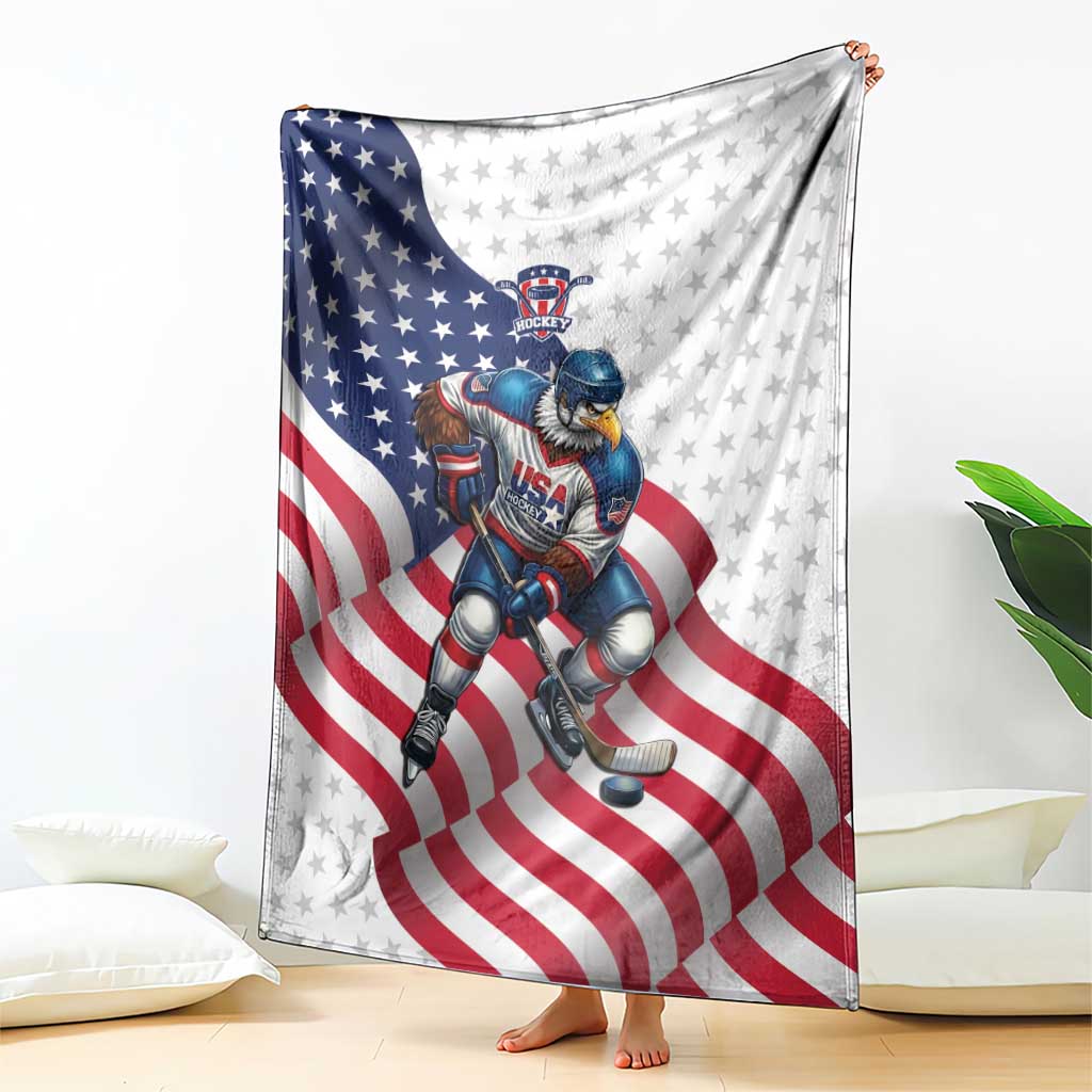 USA Ice Hockey Blanket Eagle Mascot Stars and Stripes Design