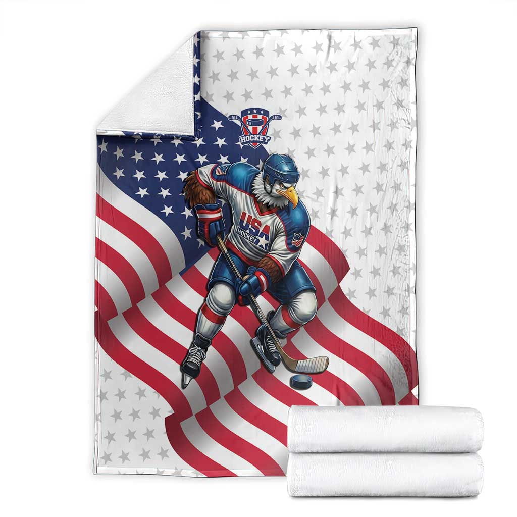 USA Ice Hockey Blanket Eagle Mascot Stars and Stripes Design