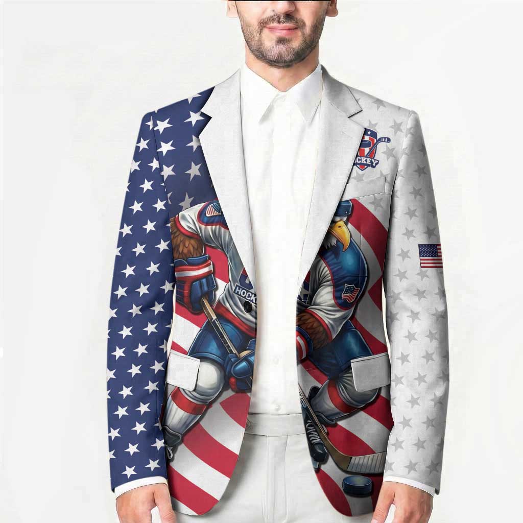Custom USA Ice Hockey Blazer Eagle Mascot Stars and Stripes Design
