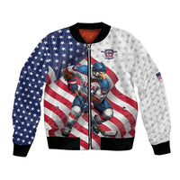 Custom USA Ice Hockey Bomber Jacket Eagle Mascot Stars and Stripes Design