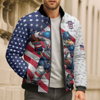 Custom USA Ice Hockey Bomber Puffer Jacket Eagle Mascot Stars and Stripes Design