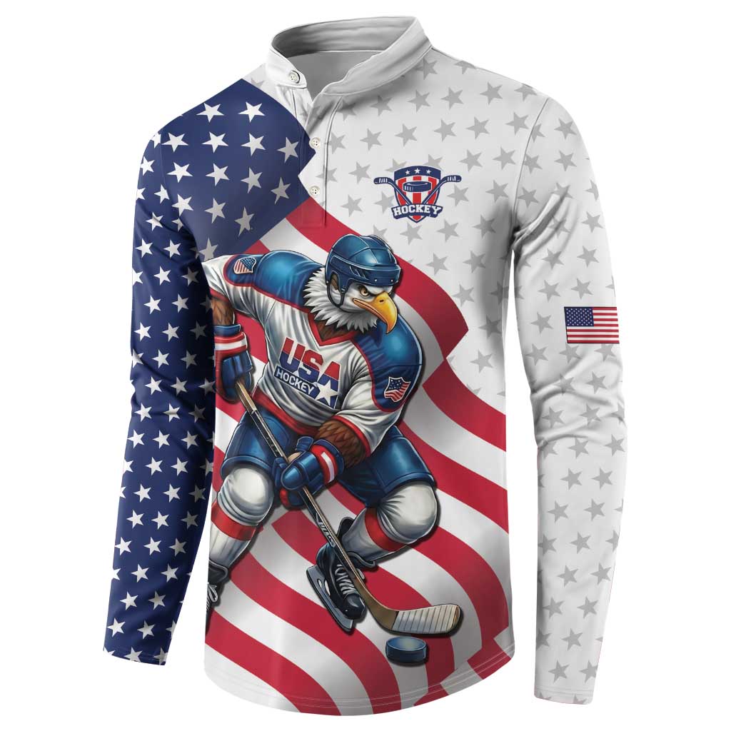 Custom USA Ice Hockey Button Sweatshirt Eagle Mascot Stars and Stripes Design