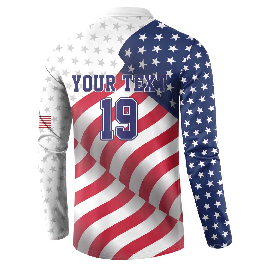 Custom USA Ice Hockey Button Sweatshirt Eagle Mascot Stars and Stripes Design