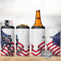 Custom USA Ice Hockey 4 in 1 Can Cooler Tumbler Eagle Mascot Stars and Stripes Design