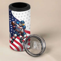 Custom USA Ice Hockey 4 in 1 Can Cooler Tumbler Eagle Mascot Stars and Stripes Design