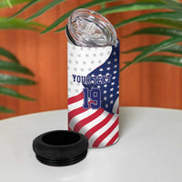 Custom USA Ice Hockey 4 in 1 Can Cooler Tumbler Eagle Mascot Stars and Stripes Design
