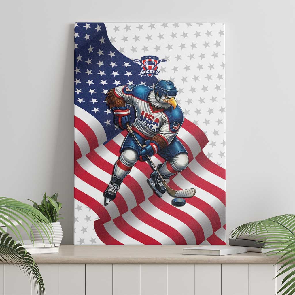 USA Ice Hockey Canvas Wall Art Eagle Mascot Stars and Stripes Design