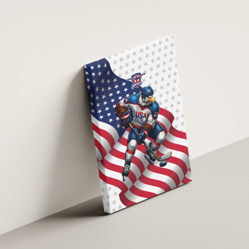 USA Ice Hockey Canvas Wall Art Eagle Mascot Stars and Stripes Design