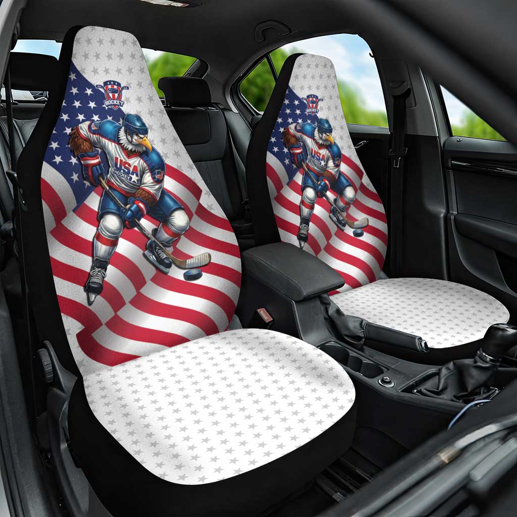 USA Ice Hockey Car Seat Cover Eagle Mascot Stars and Stripes Design