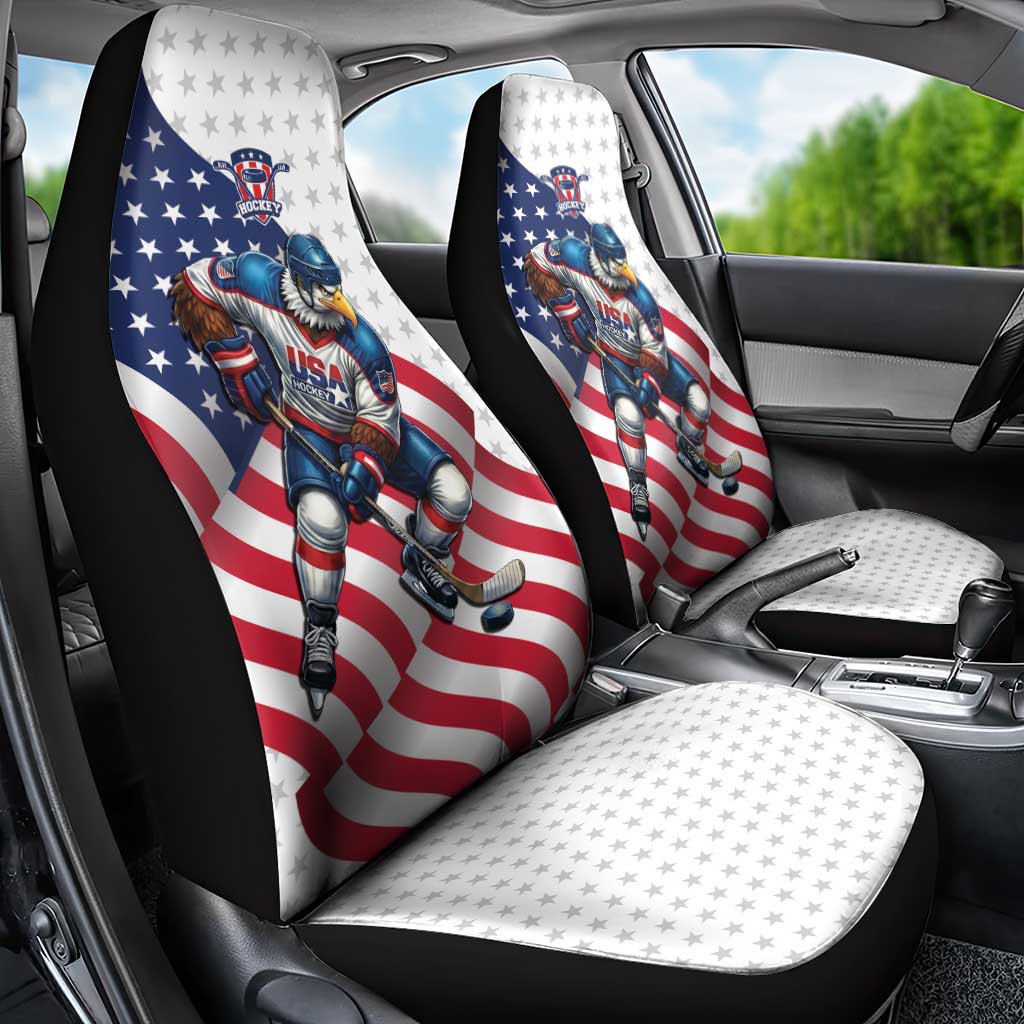 USA Ice Hockey Car Seat Cover Eagle Mascot Stars and Stripes Design