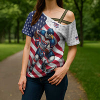 Custom USA Ice Hockey Cross Shoulder Shirt Eagle Mascot Stars and Stripes Design