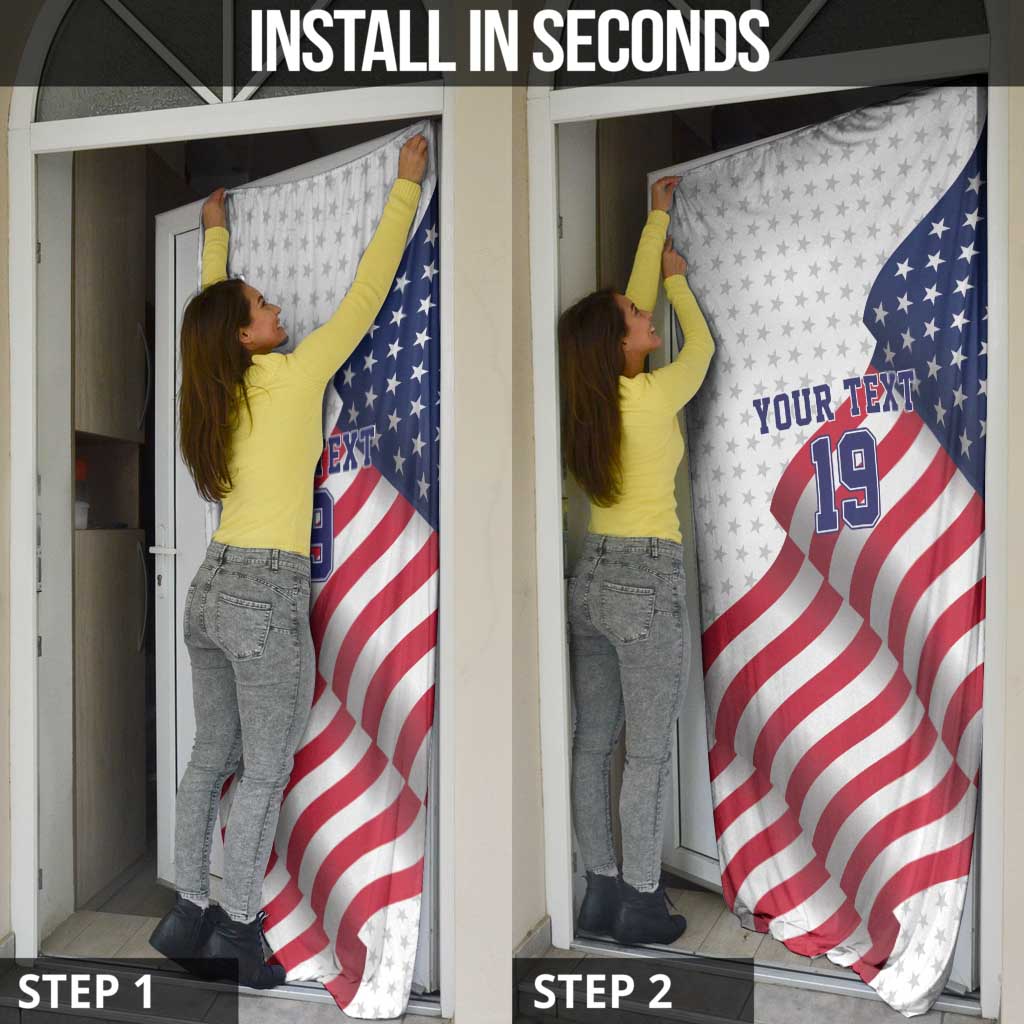 Custom USA Ice Hockey Door Cover Eagle Mascot Stars and Stripes Design