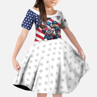 Custom USA Ice Hockey Family Matching Long Sleeve Bodycon Dress and Hawaiian Shirt Eagle Mascot Stars and Stripes Design