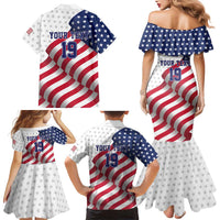 Custom USA Ice Hockey Family Matching Mermaid Dress and Hawaiian Shirt Eagle Mascot Stars and Stripes Design