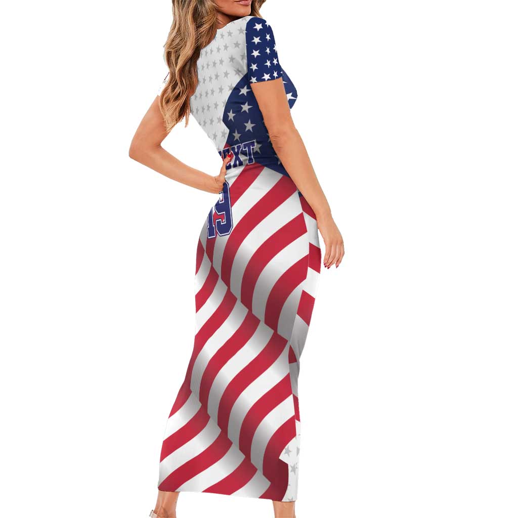Custom USA Ice Hockey Family Matching Short Sleeve Bodycon Dress and Hawaiian Shirt Eagle Mascot Stars and Stripes Design