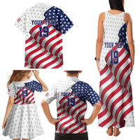 Custom USA Ice Hockey Family Matching Tank Maxi Dress and Hawaiian Shirt Eagle Mascot Stars and Stripes Design