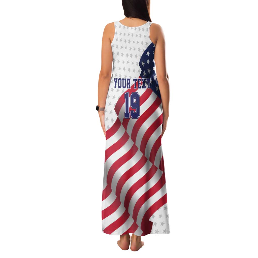 Custom USA Ice Hockey Family Matching Tank Maxi Dress and Hawaiian Shirt Eagle Mascot Stars and Stripes Design