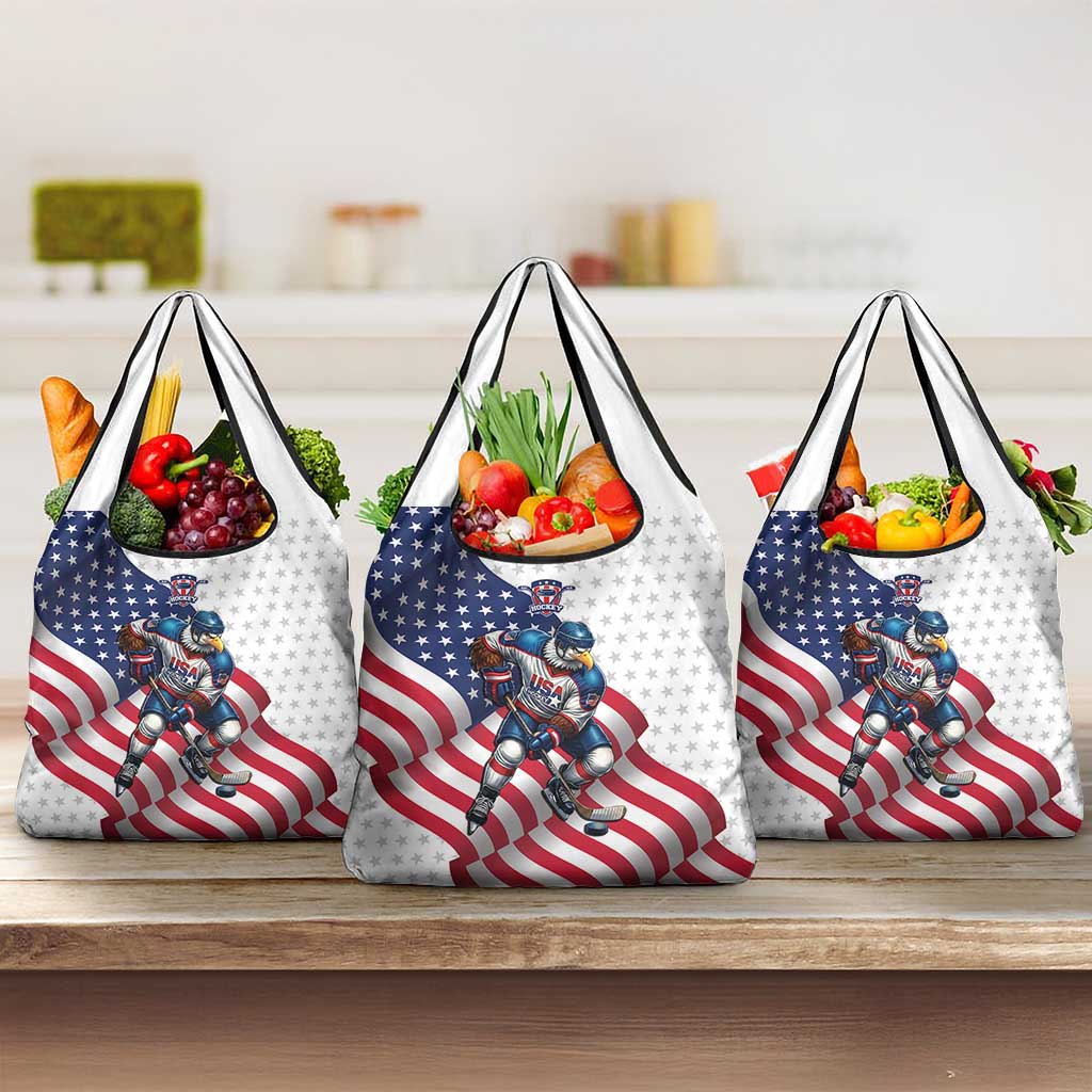 USA Ice Hockey Grocery Bag Eagle Mascot Stars and Stripes Design
