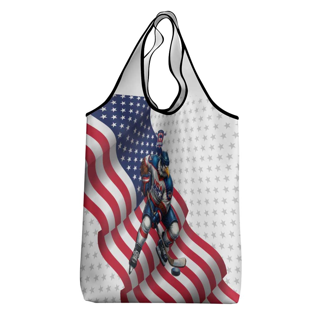 USA Ice Hockey Grocery Bag Eagle Mascot Stars and Stripes Design