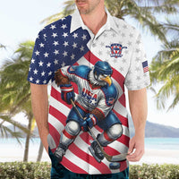 Custom USA Ice Hockey Hawaiian Shirt Eagle Mascot Stars and Stripes Design