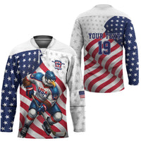Custom USA Ice Hockey Hockey Jersey Eagle Mascot Stars and Stripes Design