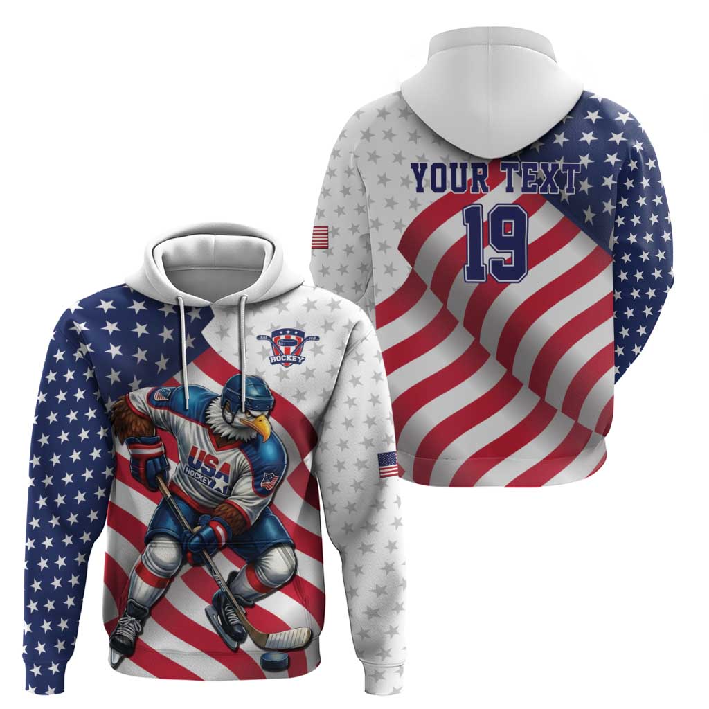 Custom USA Ice Hockey Hoodie Eagle Mascot Stars and Stripes Design