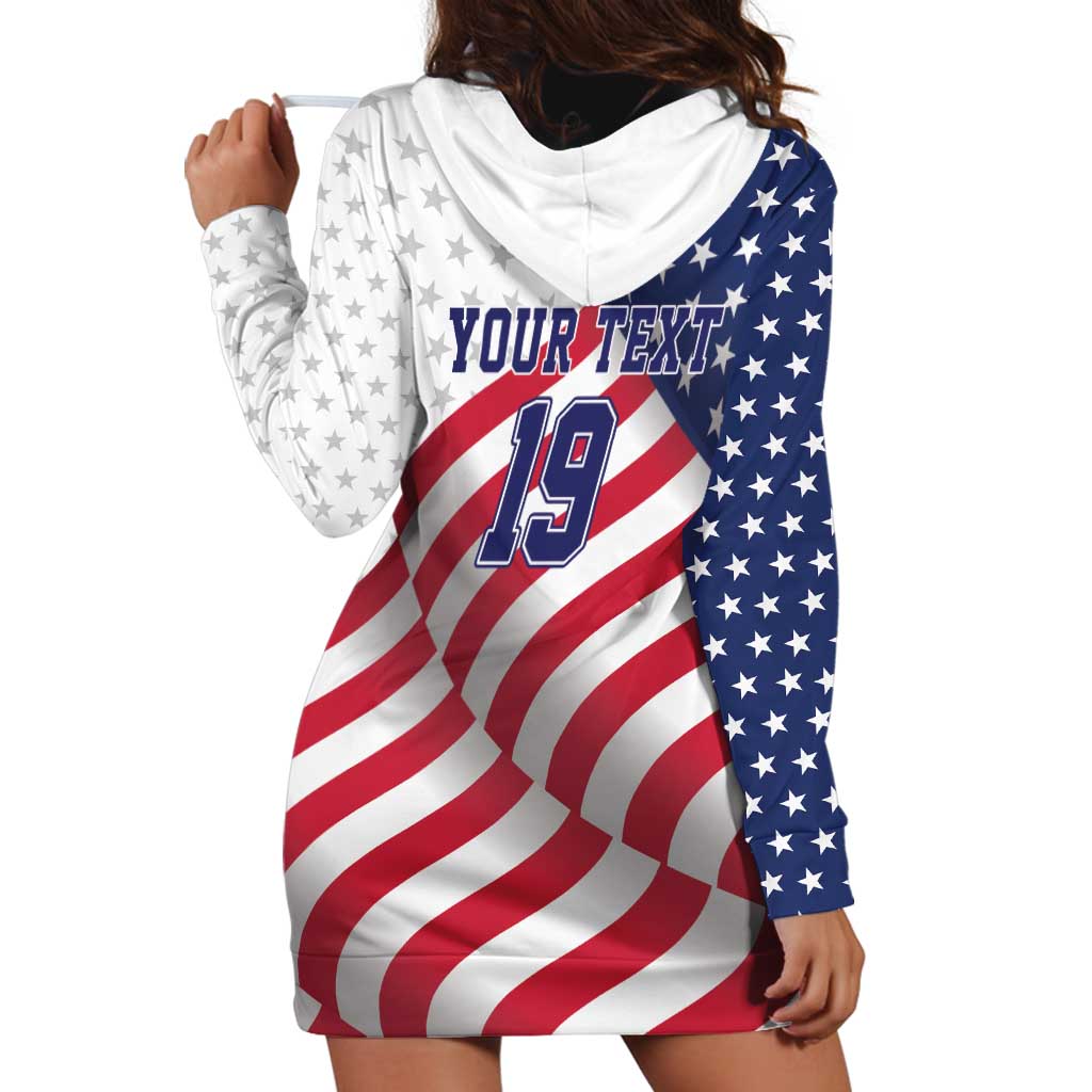 Custom USA Ice Hockey Hoodie Dress Eagle Mascot Stars and Stripes Design