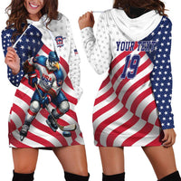 Custom USA Ice Hockey Hoodie Dress Eagle Mascot Stars and Stripes Design