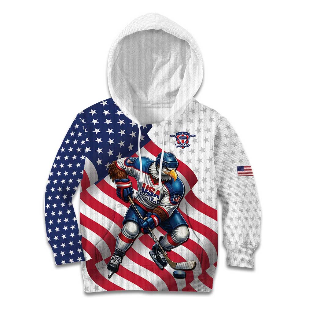 Custom USA Ice Hockey Kid Hoodie Eagle Mascot Stars and Stripes Design