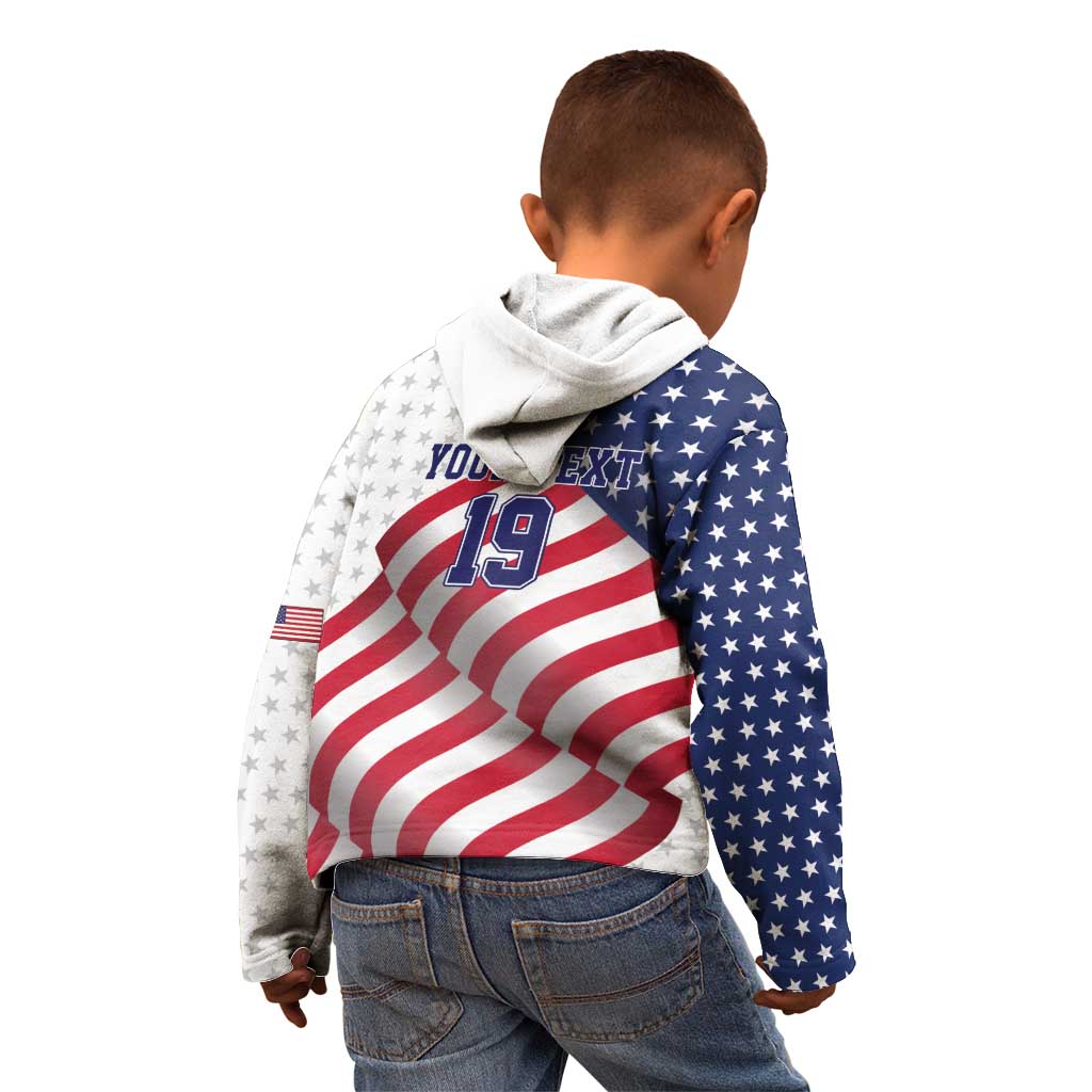 Custom USA Ice Hockey Kid Hoodie Eagle Mascot Stars and Stripes Design