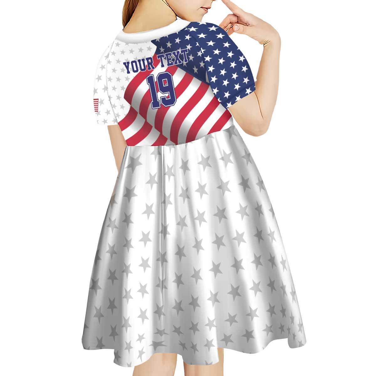 Custom USA Ice Hockey Kid Short Sleeve Dress Eagle Mascot Stars and Stripes Design
