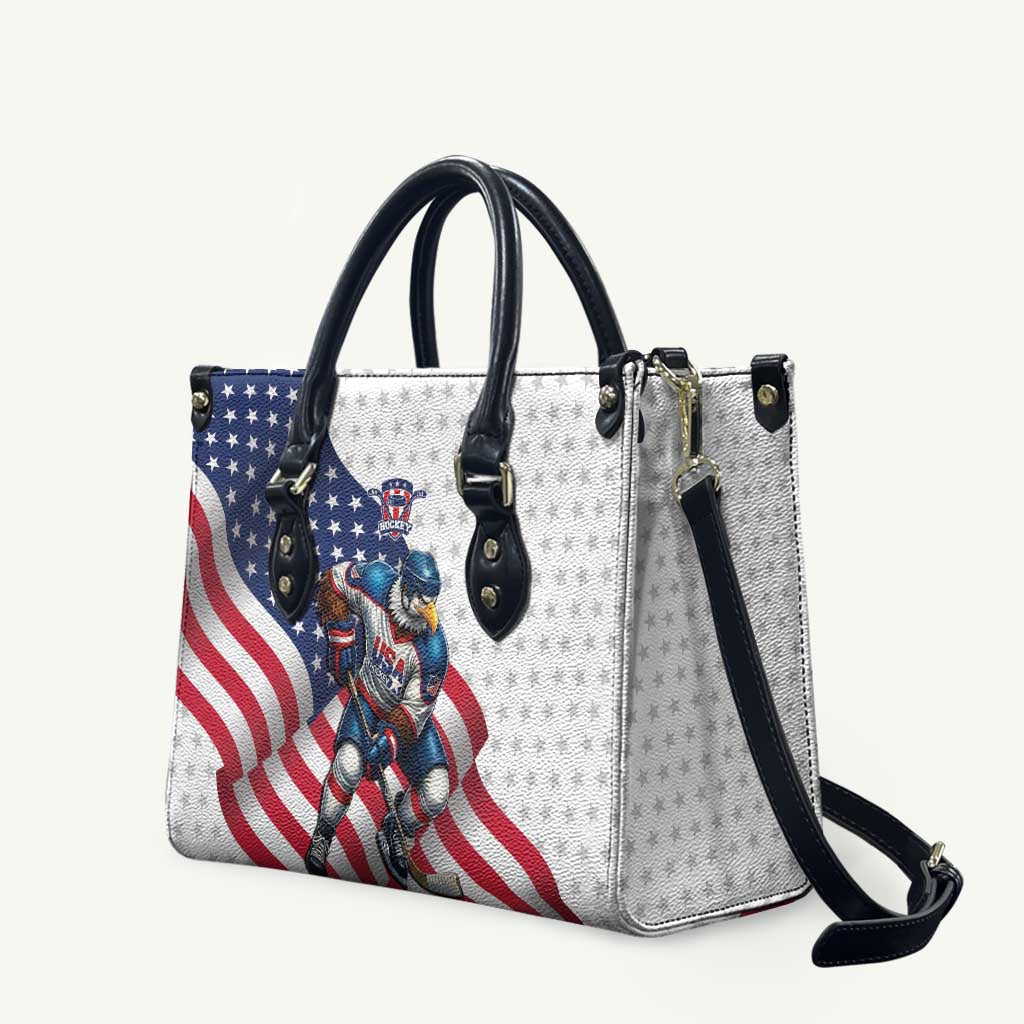 USA Ice Hockey Leather Bag Eagle Mascot Stars and Stripes Design