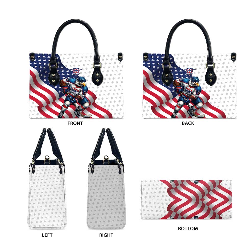 USA Ice Hockey Leather Bag Eagle Mascot Stars and Stripes Design