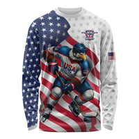 Custom USA Ice Hockey Long Sleeve Shirt Eagle Mascot Stars and Stripes Design