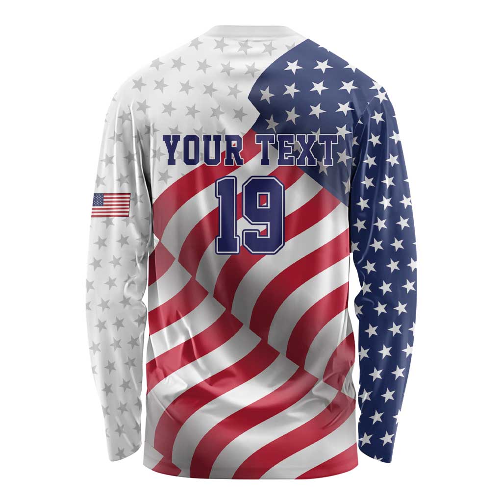 Custom USA Ice Hockey Long Sleeve Shirt Eagle Mascot Stars and Stripes Design