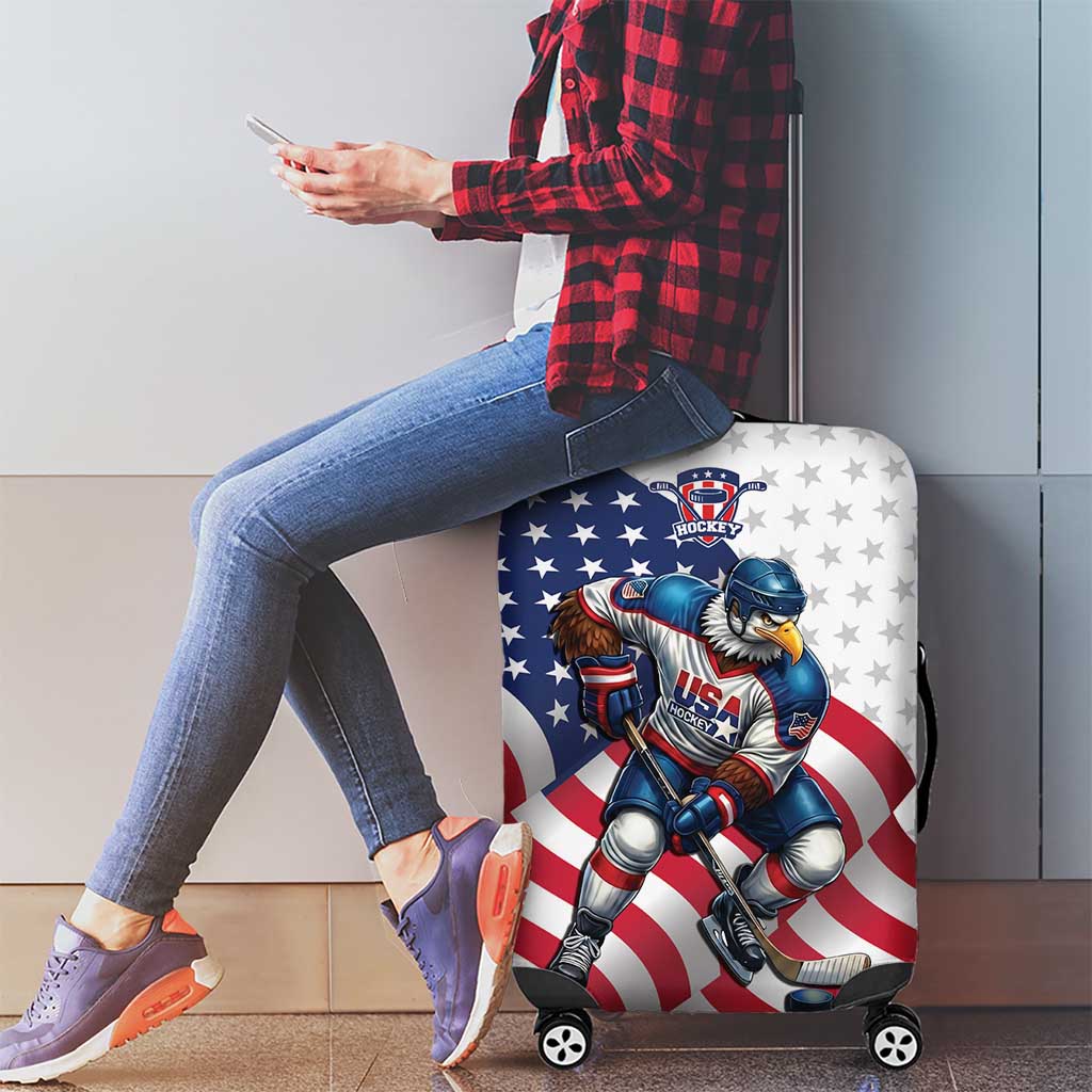 USA Ice Hockey Luggage Cover Eagle Mascot Stars and Stripes Design