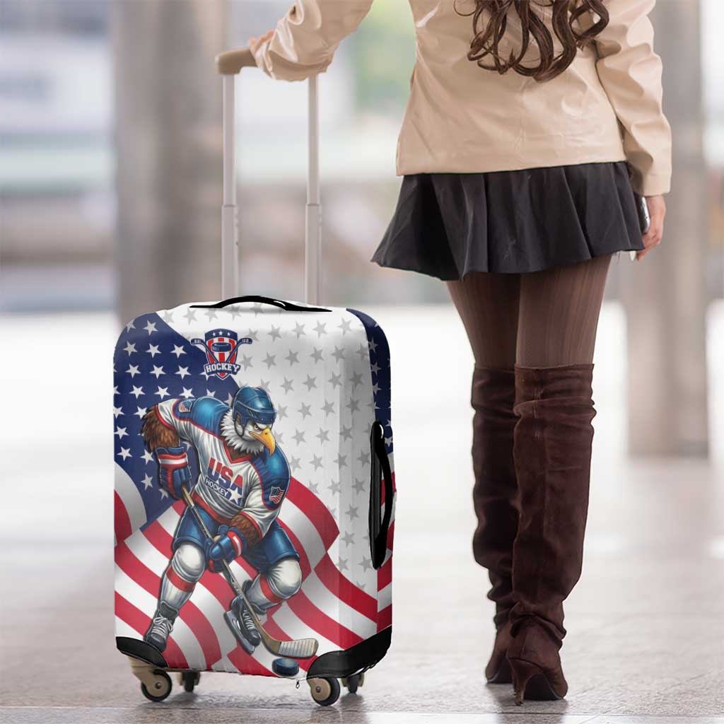 USA Ice Hockey Luggage Cover Eagle Mascot Stars and Stripes Design