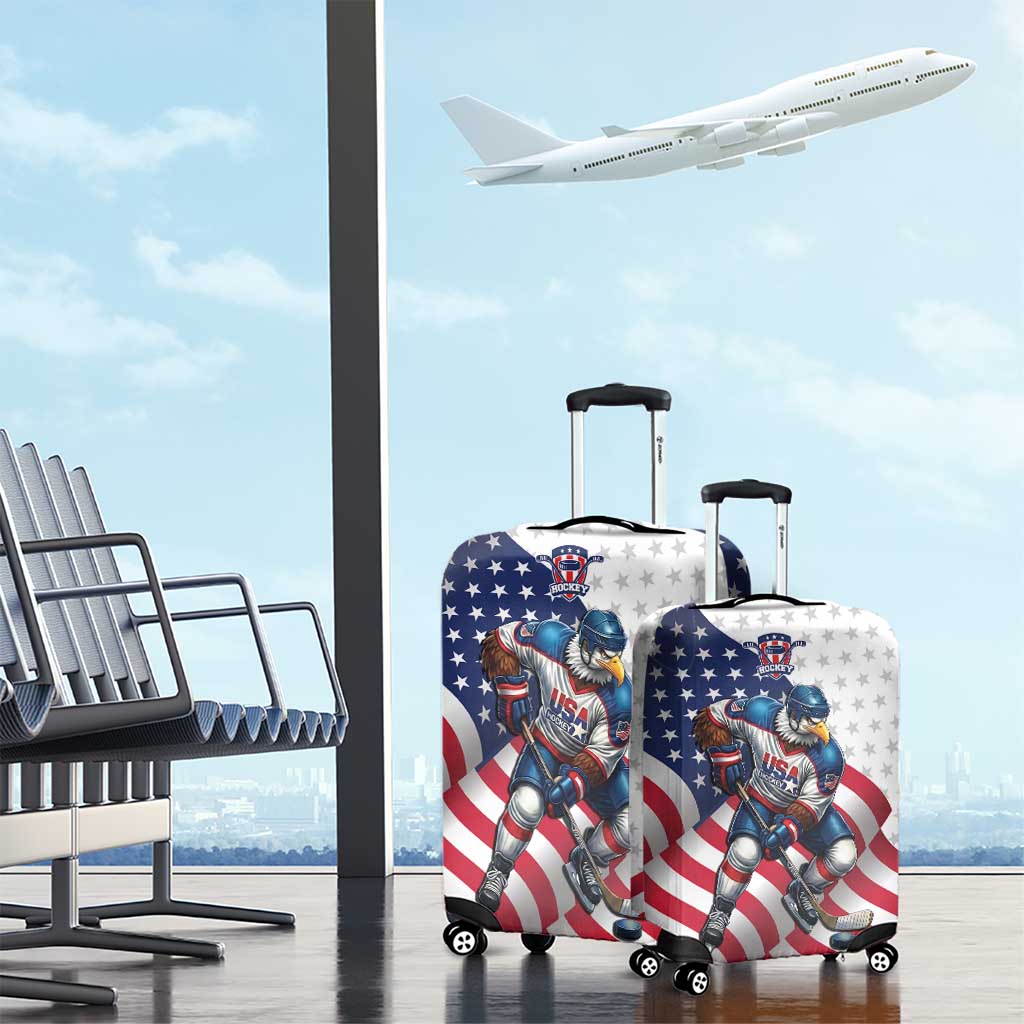 USA Ice Hockey Luggage Cover Eagle Mascot Stars and Stripes Design